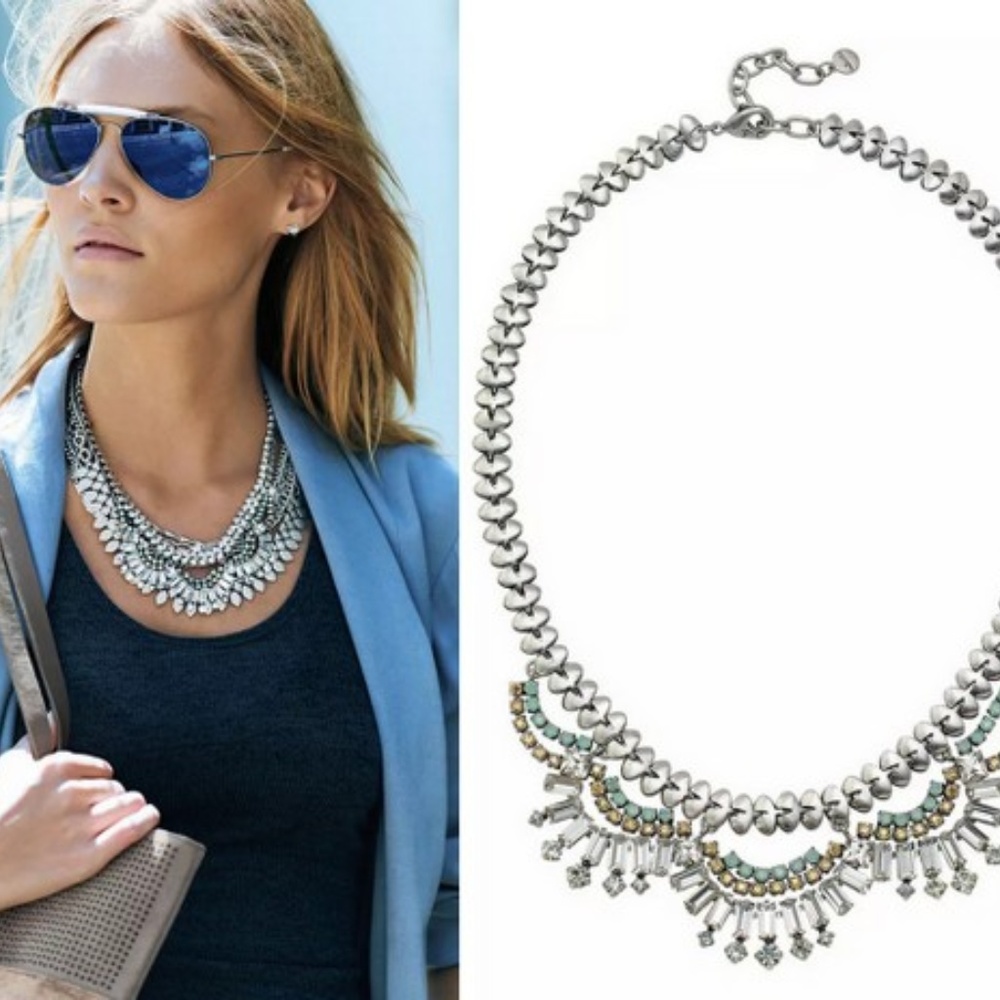 Stella & Dot | Vintage Belle Crystal + Silver Jeweled Necklace - Picture 4 of 9
